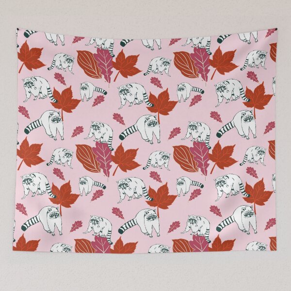 Item preview, Pink Raccoon on an Autumn day designed and sold by Superdoodledo.