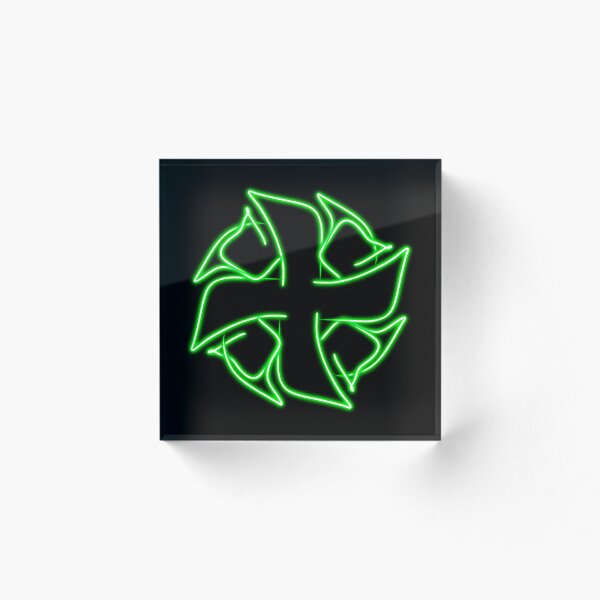 Item preview, Green cross with leaves, abstract art designed and sold by Meo Design.