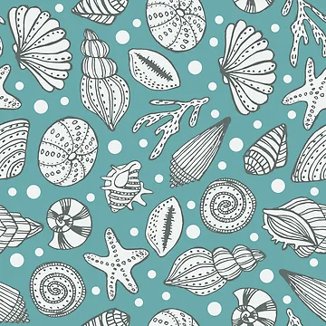 Artwork thumbnail, Seashell Pattern Design, Shell Pattern Design by antevasinart