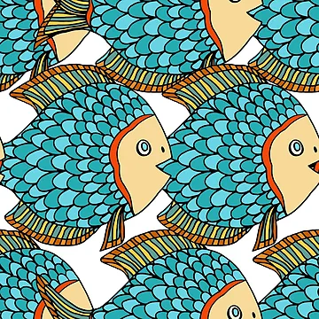 Artwork thumbnail, Colorful Scale Fish Pattern Design by antevasinart
