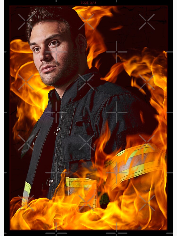 "911 Eddie Diaz Flames" Sticker for Sale by vickytoriaq Redbubble