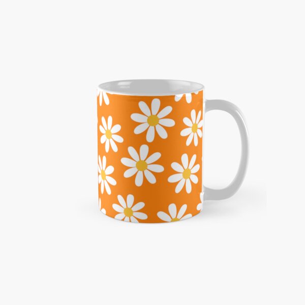 Item preview, Retro White Daisies on That 70s Orange Color Seamless Pattern Print designed and sold by ClaudiaFlores.