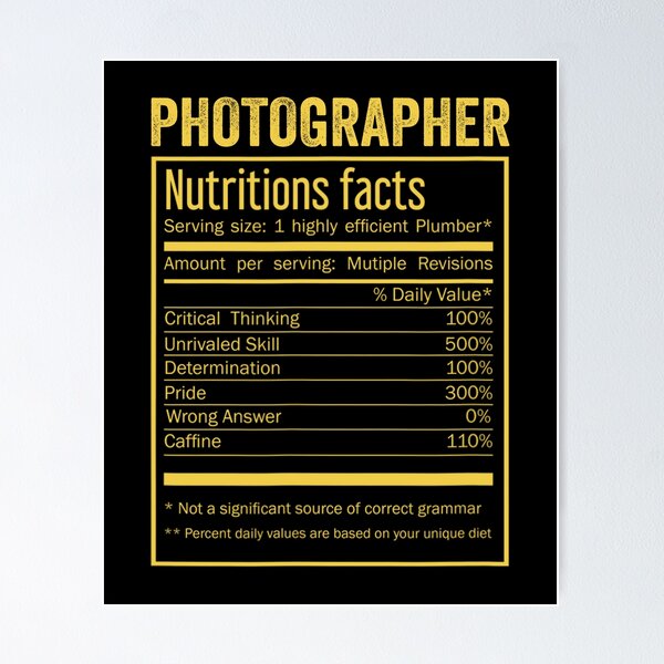 Item preview, Mens Womens photographer birthday Gifts Shirt,Cool photographer Funny Nutrition Facts Mens Womens Christmas Fathers Days Gift, photographer Nutrition Facts designed and sold by xlnv.