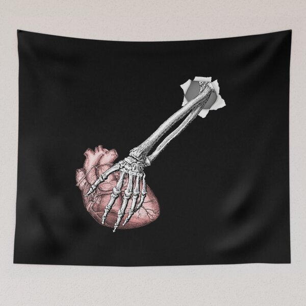Item preview, torn paper skeleton arm holding heart designed and sold by Chaos-Touch.