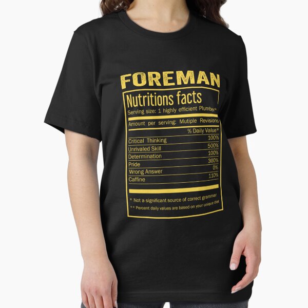 Artikel-Vorschau von Herren Damen Vorarbeiter Geburtstagsgeschenke Shirt, Cooles Vorarbeiter Lustige Nährwertangaben Herren Damen Weihnachtsgeschenk zum Vatertag, Vorarbeiter Nährwertangaben, designt und verkauft von xlnv.