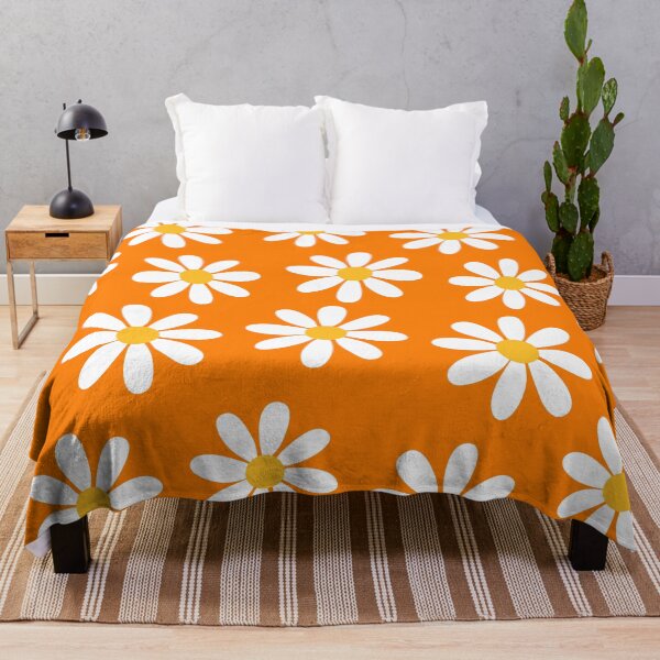 Item preview, Retro White Daisies on That 70s Orange Color Seamless Pattern Print designed and sold by ClaudiaFlores.