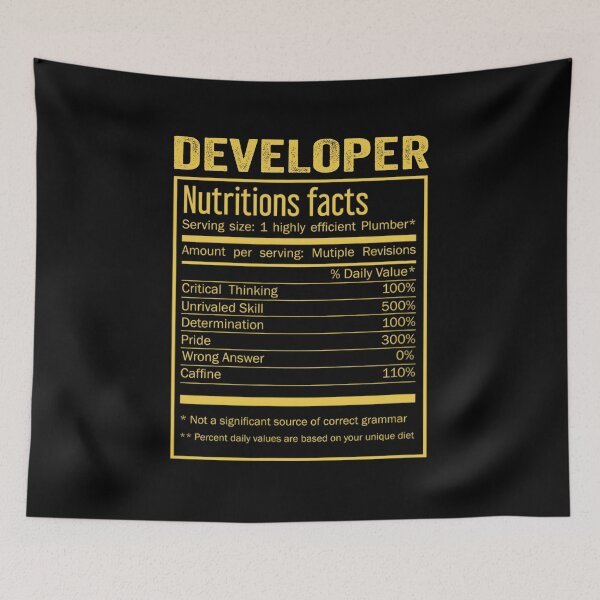 Item preview, Mens Womens developer birthday Gifts Shirt,Cool developer Funny Nutrition Facts Mens Womens Christmas Fathers Days Gift, developer Nutrition Facts designed and sold by xlnv.