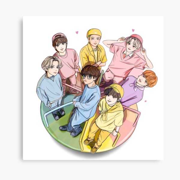 Bts Cartoon Character Canvas Prints for Sale | Redbubble