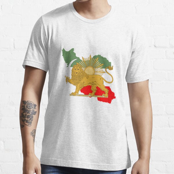 Iran, Persia, map & flag - Lion and Sun iconic sign for the Persian Essential T-Shirt