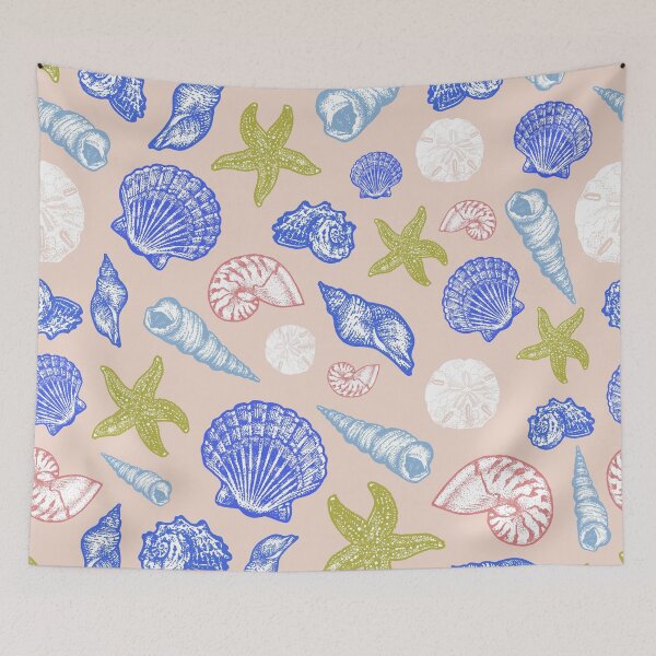 Item preview, Seashell Pattern - Blue and Green designed and sold by Elizabeth Weglein.