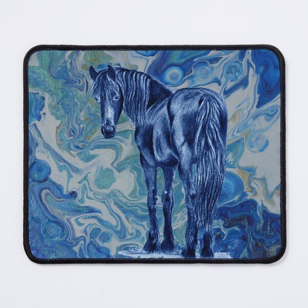 Item preview, Friesian horse - blue colorized version on fluid paint background 8 designed and sold by SylvieG18.