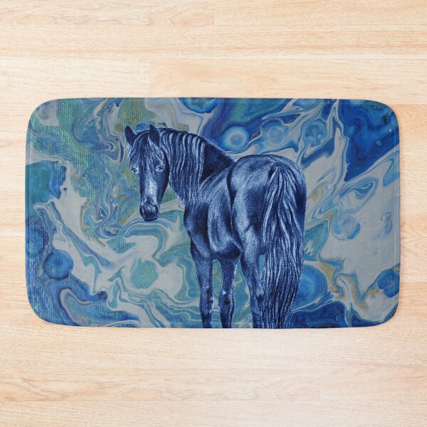 Item preview, Friesian horse - blue colorized version on fluid paint background 8 designed and sold by SylvieG18.