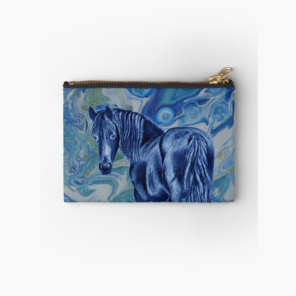 Item preview, Friesian horse - blue colorized version on fluid paint background 8 designed and sold by SylvieG18.