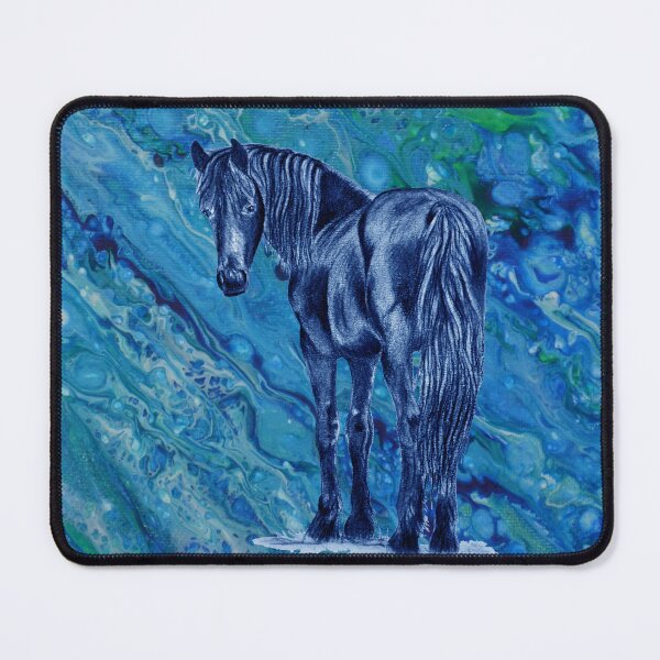 Item preview, Friesian horse - blue colorized version on fluid paint background 10 designed and sold by SylvieG18.