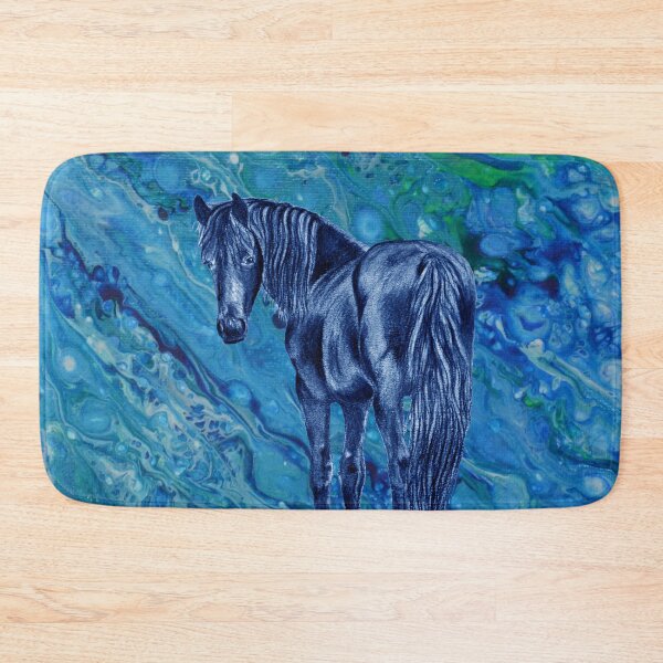 Item preview, Friesian horse - blue colorized version on fluid paint background 10 designed and sold by SylvieG18.
