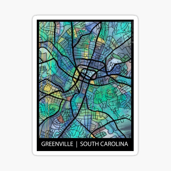 "Greenville, SC" Sticker for Sale by abstractmaps Redbubble