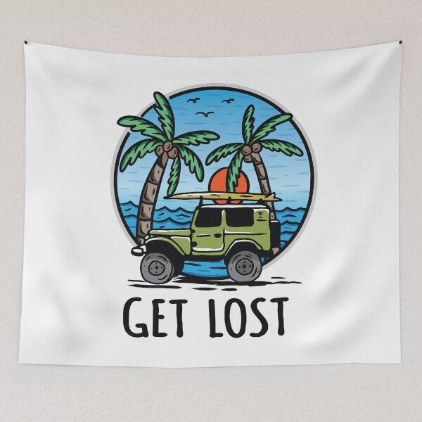 Item preview, Get Lost Vintage 4x4 Beach and Palms designed and sold by blackdogshop.