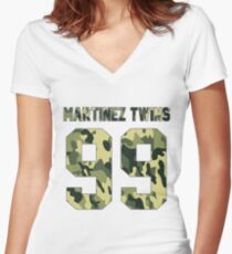 Martinez Twins - Camo Women's Fitted V-Neck T-Shirt