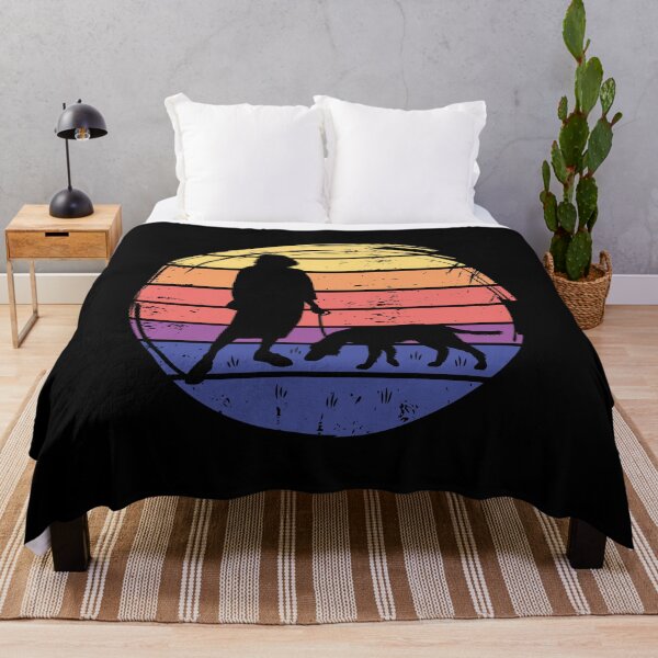 Item preview, Woman with Dog Retro Sunset designed and sold by Full Moon.