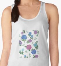 Blue and purple roses floral pattern Women's Tank Top