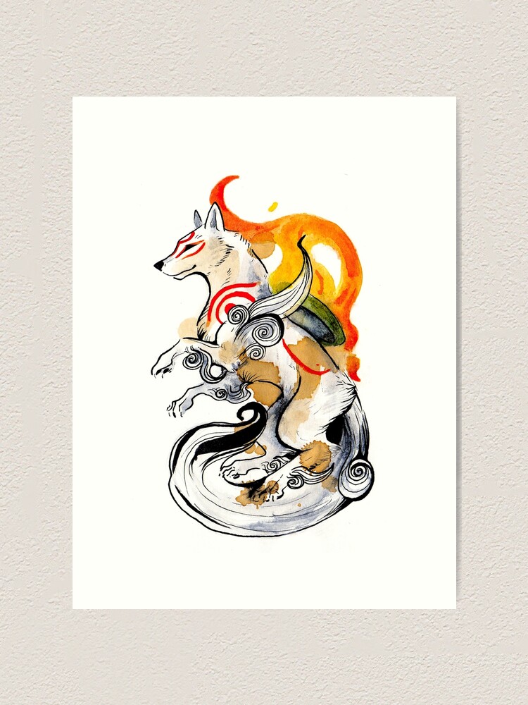 Okami Amaterasu Flower Trail Solar Flare Matte Art Print