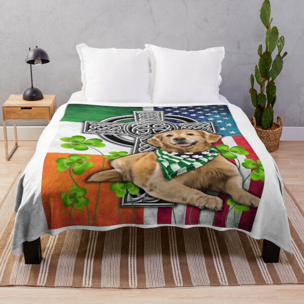 Item preview, Golden Retriever Irish Cross Flag USA & Ireland designed and sold by JakeGoodwin.