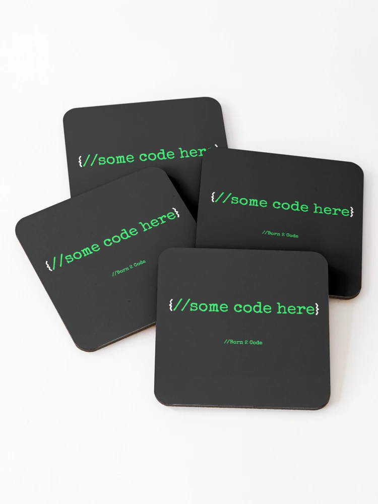 Thumbnail 1 of 5, Coasters (Set of 4), Computer Geek Born 2 Code Brackets designed and sold by ComputerGeeksTs.