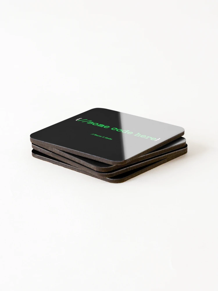 Thumbnail 4 of 5, Coasters (Set of 4), Computer Geek Born 2 Code Brackets designed and sold by ComputerGeeksTs.