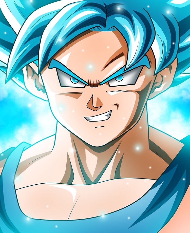Goku - Blue Hair Super Saiyan Postcard for Sale by animelovah