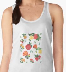 Red, yellow, and orange roses floral pattern Women's Tank Top