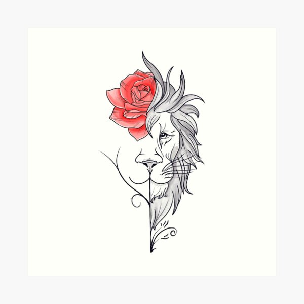 Painted Temple : Tattoos : Flower Rose : Matt Morrison Clock and Lion  Portrait