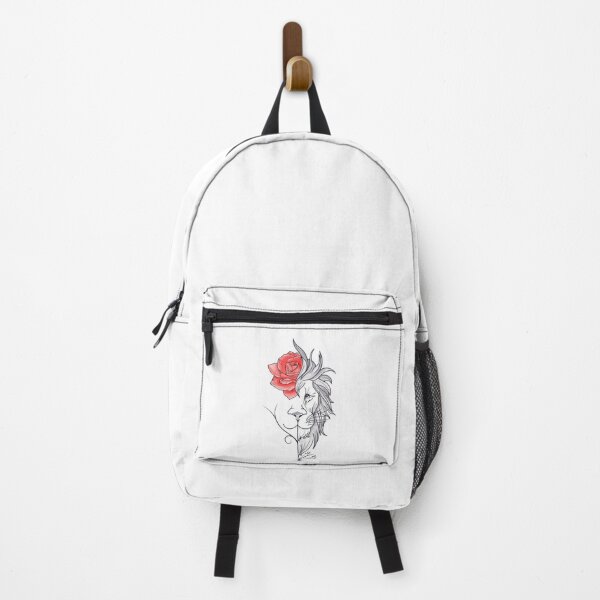 Item preview, Lion face with red rose half cute tattoo minimal line drawing designed and sold by Sashindra Wijayarathna.