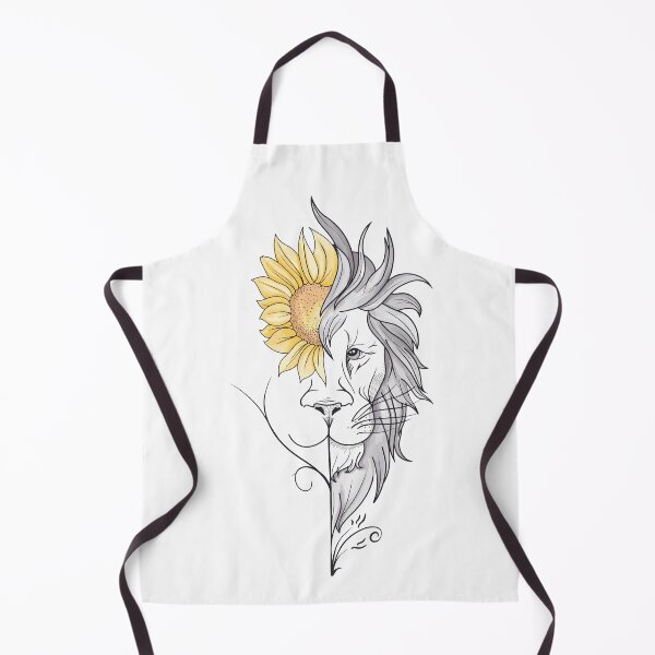 Item preview, Lion face yellow sunflower minimal lion head design tattoo art line drawing designed and sold by Sashindra Wijayarathna.