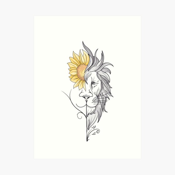 Sunflower tattoo sleeve with gold panther on inner arm on Craiyon