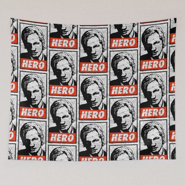 Item preview, Assange Hero (Black Worn Look) designed and sold by politicalamity.