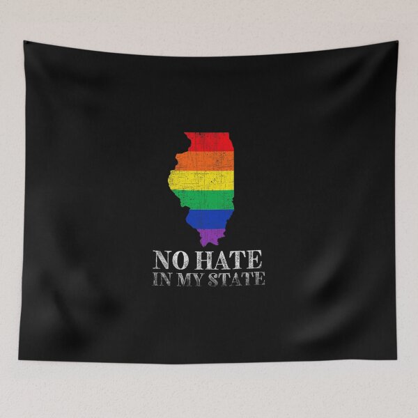 Item preview, No Hate In My State Illinois Map Lgbt Pride Rainbow Zipped Hoodie designed and sold by addeoovrteqt.