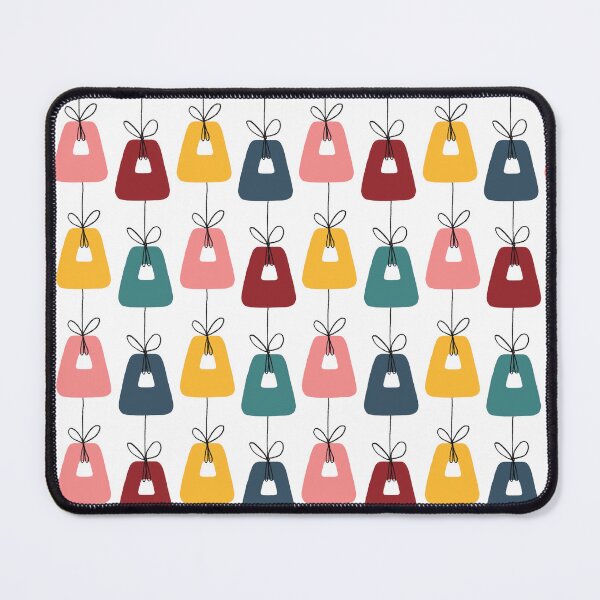 Item preview, "Dancing Trapezoids" Mid-Century Modern Pink Red Yellow Blue Green Graphic Designer Print designed and sold by victoriabdesign.