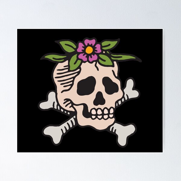 Item preview, Floral Skull Crossbones Old School  designed and sold by lozchai.
