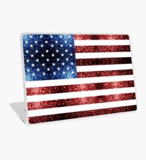 USA flag red blue sparkles glitters Laptop Skin