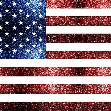 Artwork thumbnail, USA flag red blue faux sparkles glitters 4th of July patriotic girly design (Photo of Glitter - Not Reflective) by PLdesign