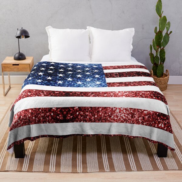 Item preview, USA flag red blue faux sparkles glitters 4th of July patriotic girly design (Photo of Glitter - Not Reflective)   designed and sold by PLdesign.