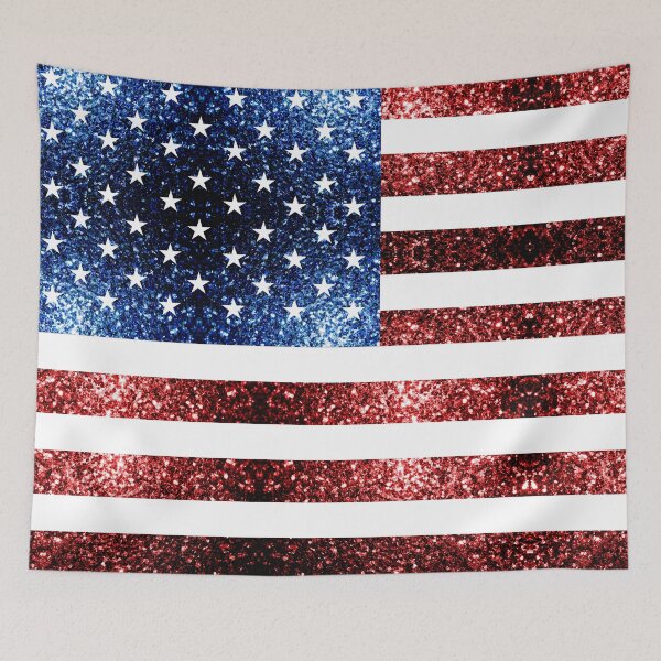 Item preview, USA flag red blue faux sparkles glitters 4th of July patriotic girly design (Photo of Glitter - Not Reflective)   designed and sold by PLdesign.