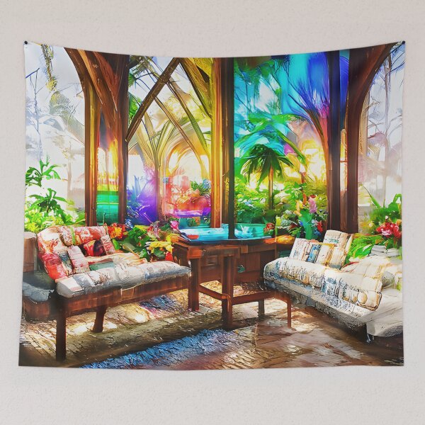 Item preview, Colorful tropical interior designed and sold by fizzribbit.