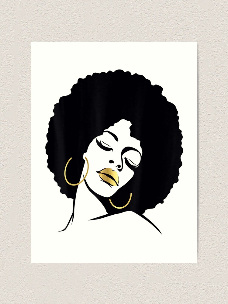 Afro Diva Black Girl Magic Lips Natural Hair Melanin Queen Art Print