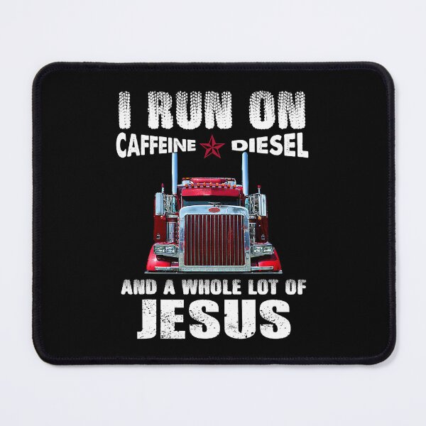 Item preview, I Run On Caffeine Diesel And A Whole Lot Of Jesus Christian Trucker Distressed designed and sold by GardNewerd.