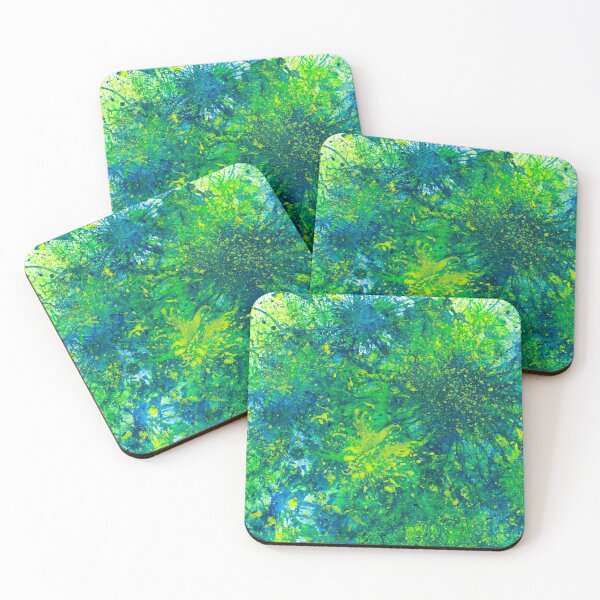 Item preview, Sacred Token From The Emerald Tablet #610 New Age 5D Original Hand-painted Abstract Painting Detail 1 In Blue Green Yellow Inspired By Jungle Rainforest Wilderness Botanical Garden Flora And Fauna designed and sold by Rainbow Artist Orlando L.