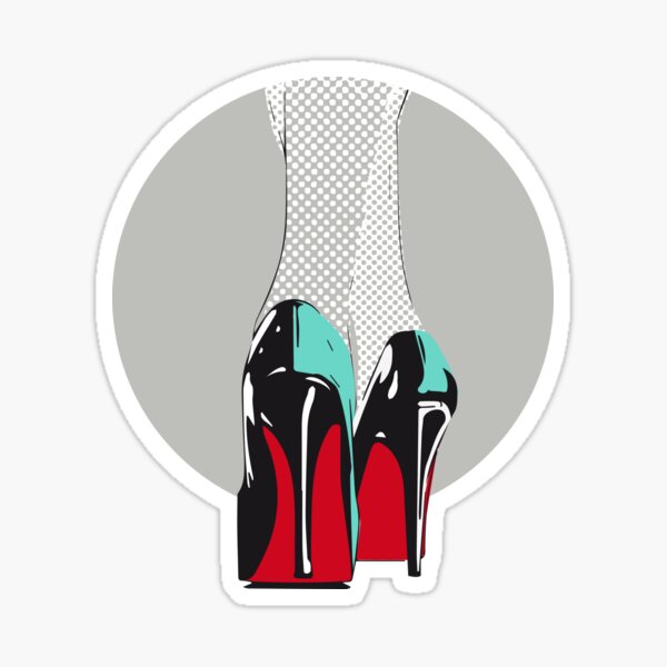 high heels woman sexy shoes heel retro comic lichtenstein lacquer gloss leather red sole Sticker