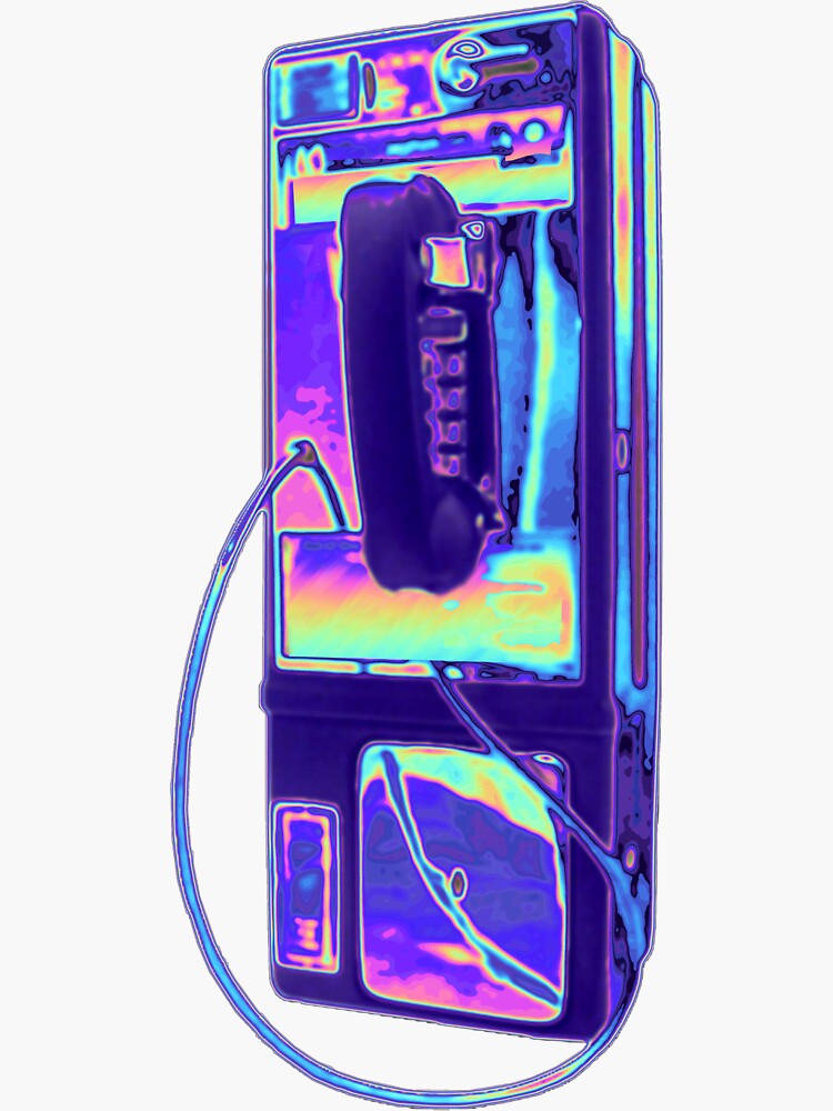 Thumbnail 3 of 3, Sticker, Purple Holographic Pay Phone designed and sold by dinaaaaaah.