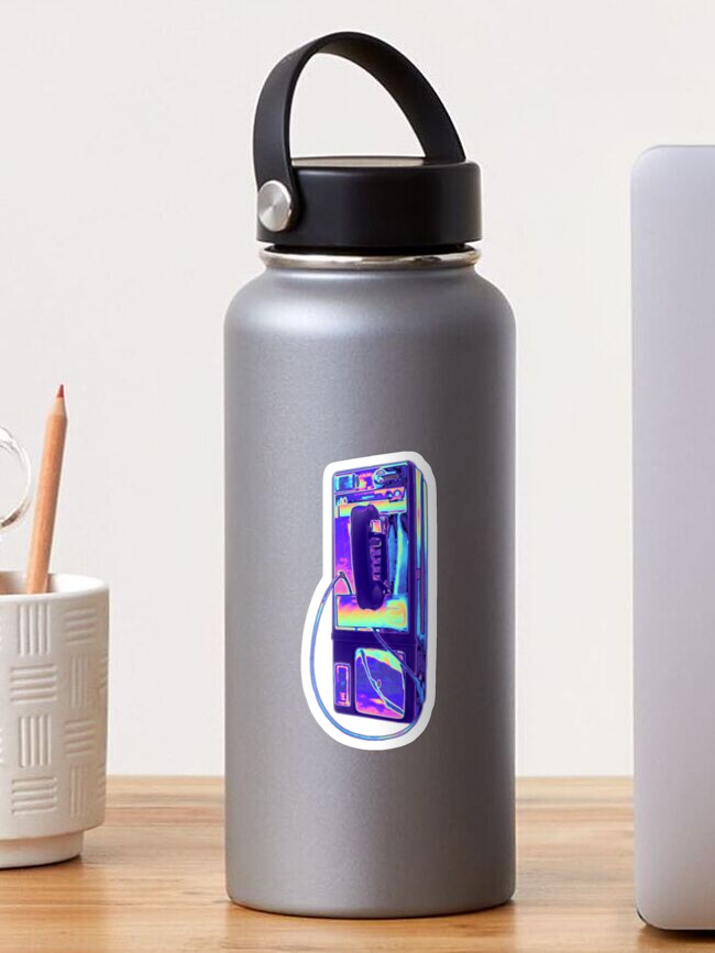 Thumbnail 1 of 3, Sticker, Purple Holographic Pay Phone designed and sold by dinaaaaaah.