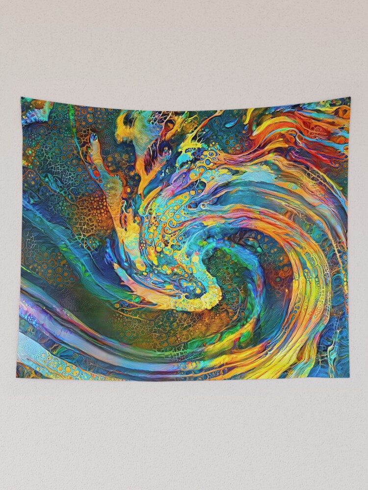 Thumbnail 2 of 3, Tapestry, Abstract Art | Deep Style abstraction designed and sold by blackhalt.